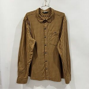 Stio Brown Tan Checkered Shirt Miter Stretch Lightweight Flannel Size XXL Comfy